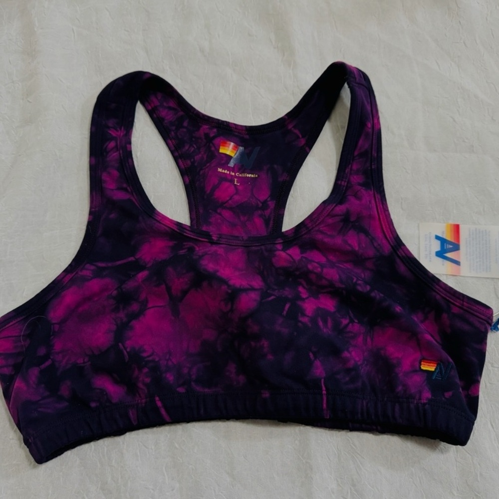 HAND DYED SPORTS BRA - TIE DYE CRYSTAL ROSE